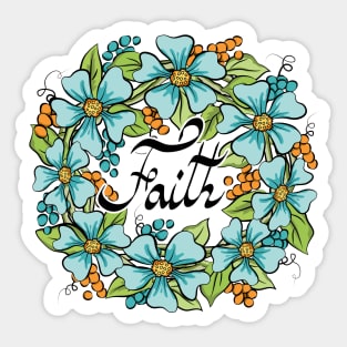 Faith Floral Wreath Art Sticker